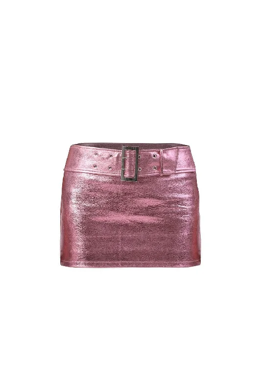 Cindy Metallic Low Rise Vegan Leather Mini Skirt