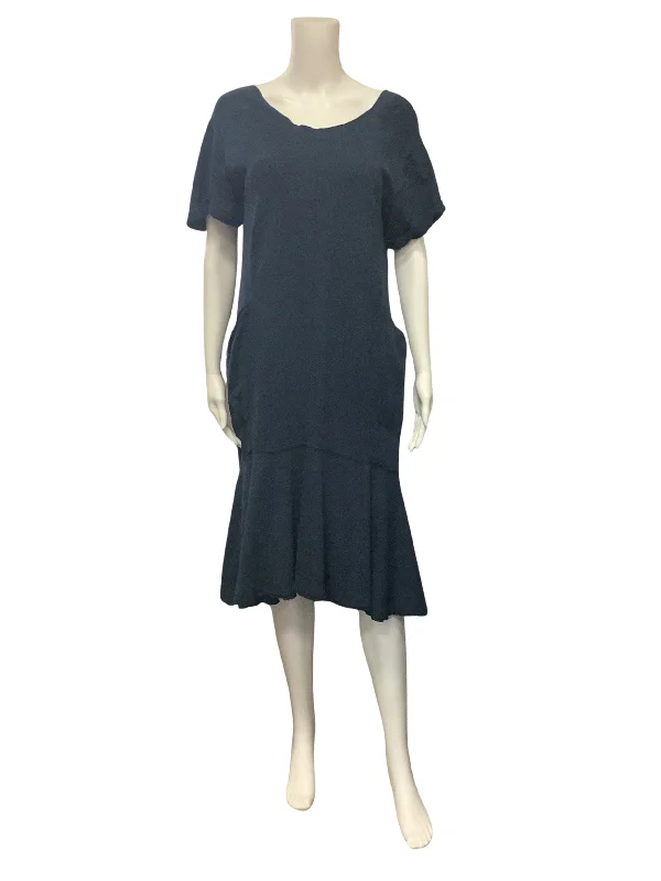 Anthropologie Holding Horses Joella Dress Navy Short Sleeve Midi Size: S