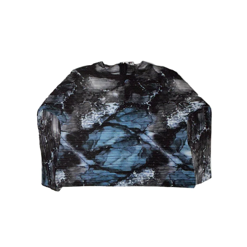 Blue Perla Ruffle Art Top