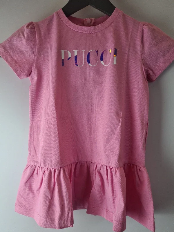 Emilio Pucci Baby Girls Pink Cotton Logo Dress Size 18 Months **** V418