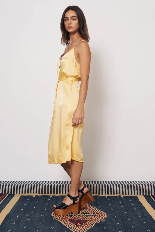 Pebble Satin Marigold Lily Midi Dress