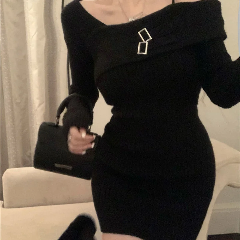 One shoulder knitted dress  YV50264