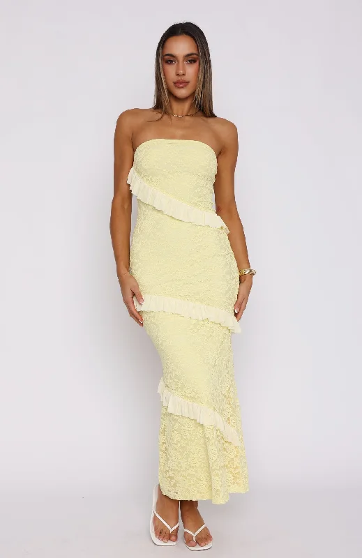 She's A Masterpiece Lace Maxi Dress Lemon