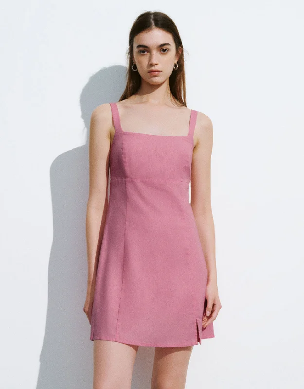 Sleeveless Square-cut Collar A-Line Dress