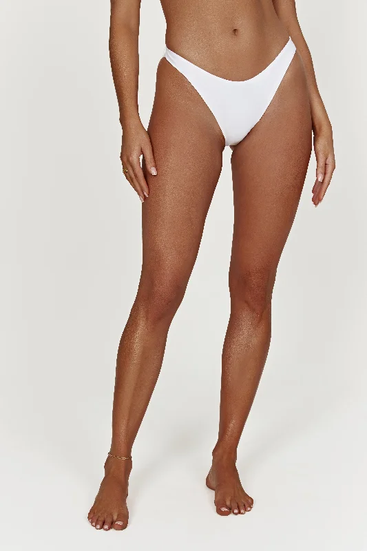 Rosie Recycled Nylon Cheeky Cut Bikini Bottoms - White