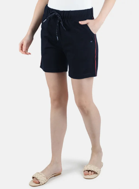 Women Navy Blue Plain Short