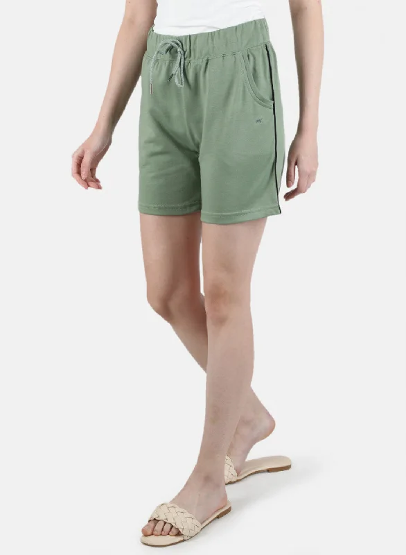 Women Olive Plain Short