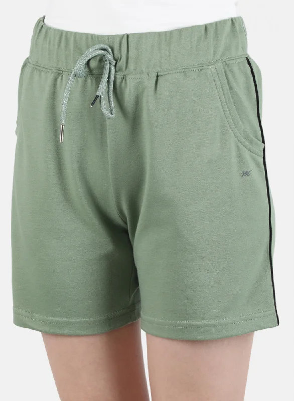 Women Olive Plain Short