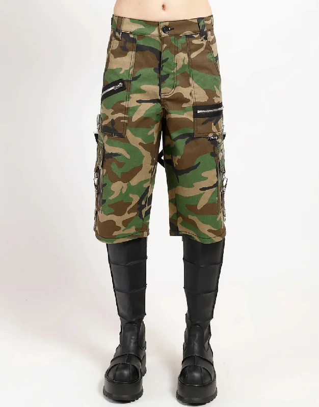 UNISEX Green Camouflage Punk Shorts