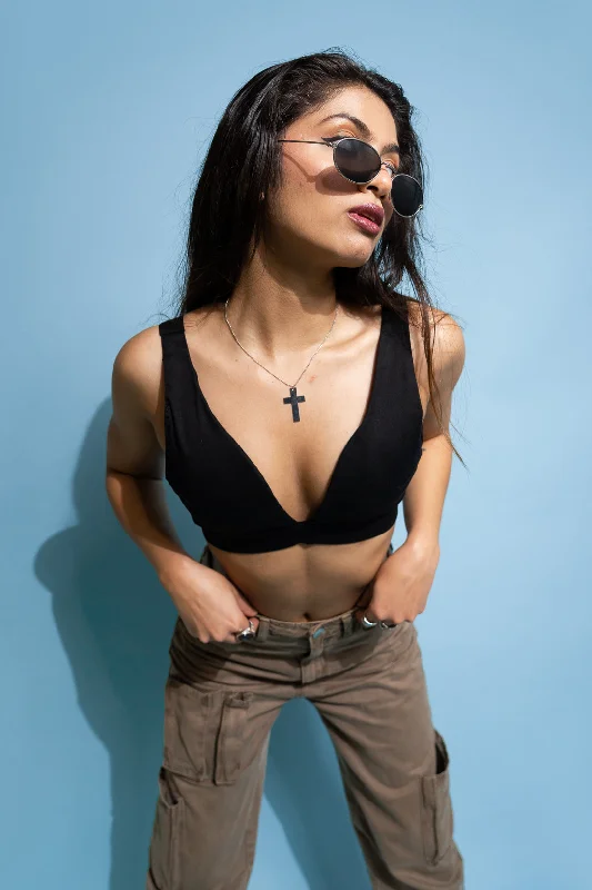 Black Buckle Bralette Top