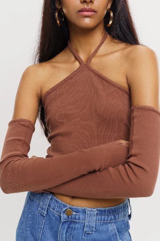 Brown Mock Sleeves Top