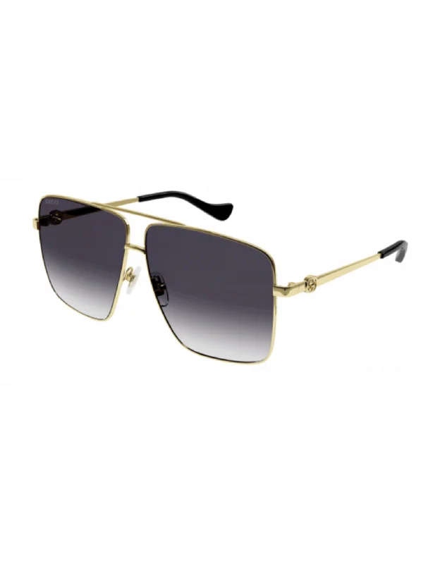 Gradient Square Frame Sunglasses, Gold/Grey