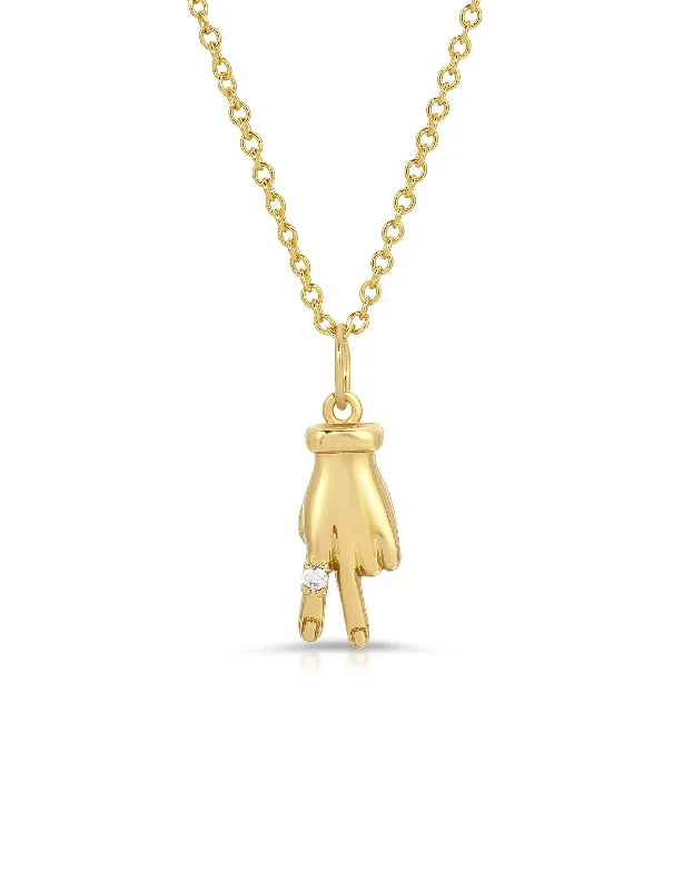 Peace Out CZ Necklace 16-18"", Gold