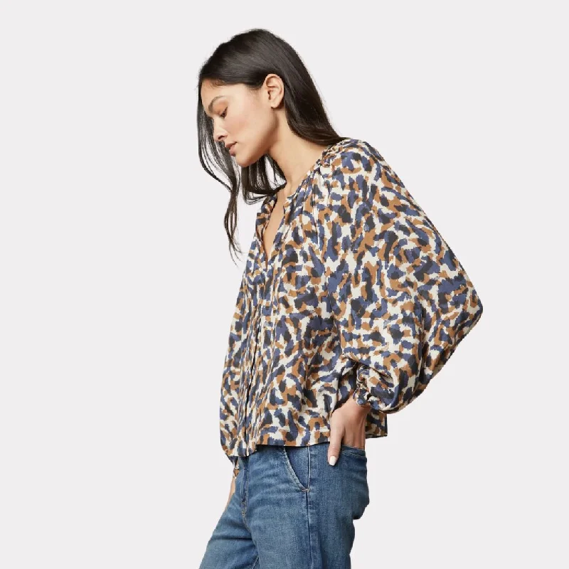 Melinda Printed Viscose Long Sleeve Blouse (Saharan)