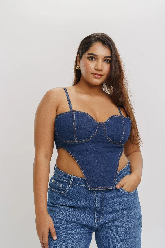 Side Cut Indigo Top