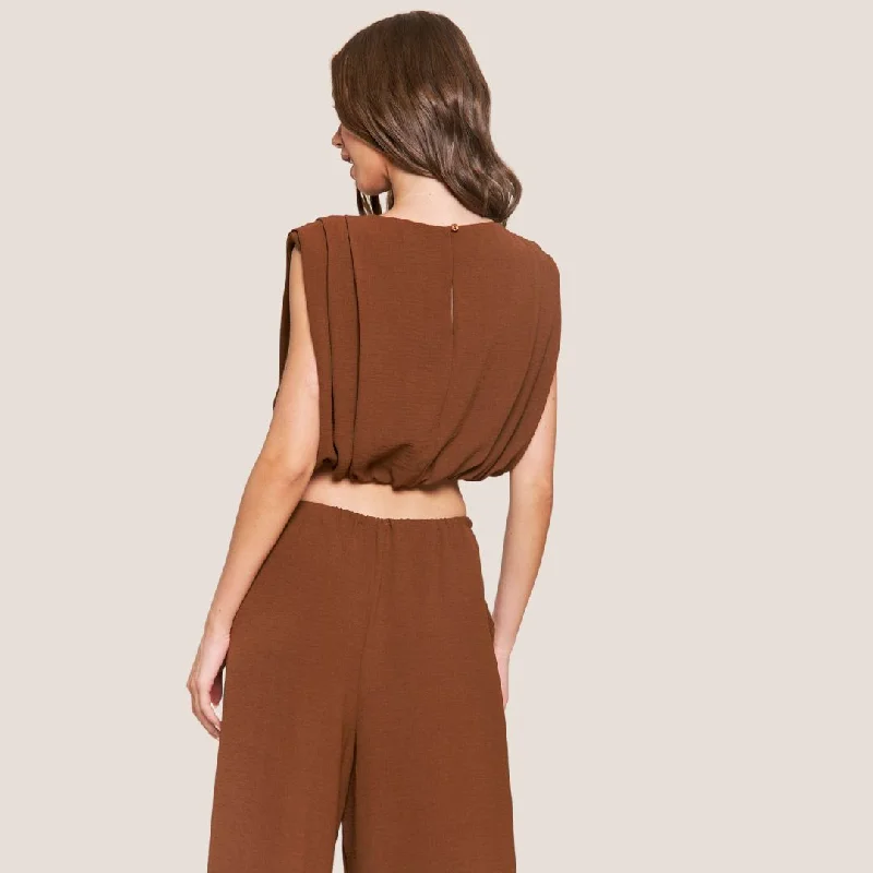 Sleeveless Crop Top (Dark Brown)