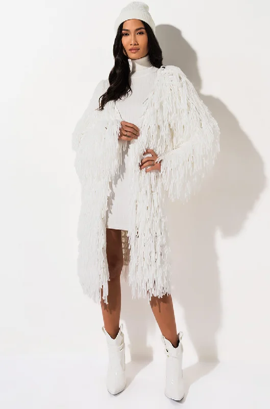 FOREVER TOGETHER FRINGE CARDIGAN WHITE