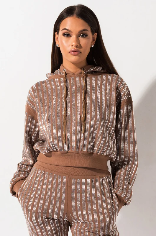 RUNAWAY RHINESTONE TOP BROWN