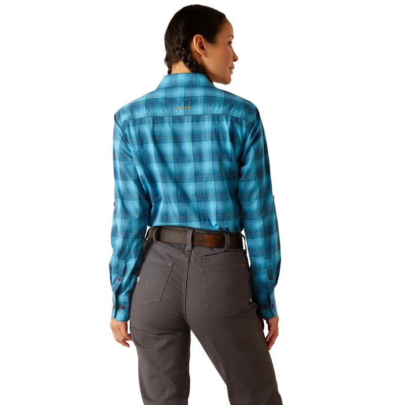 'Ariat' Women's Rebar 'Made Tough' DuraStretch Button Down - Prominent Blue Plaid