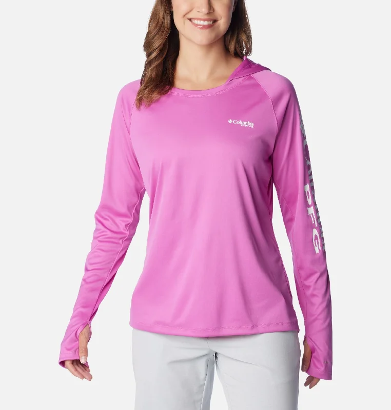 Women's Tidal Tee Hoodie - PFG - Bright Lavender/White Logo