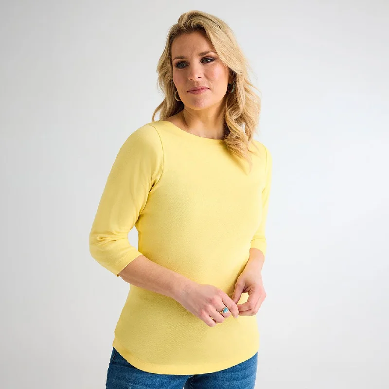 Ladies Lemon Drop 3/4 Sleeve Slash Neck Top