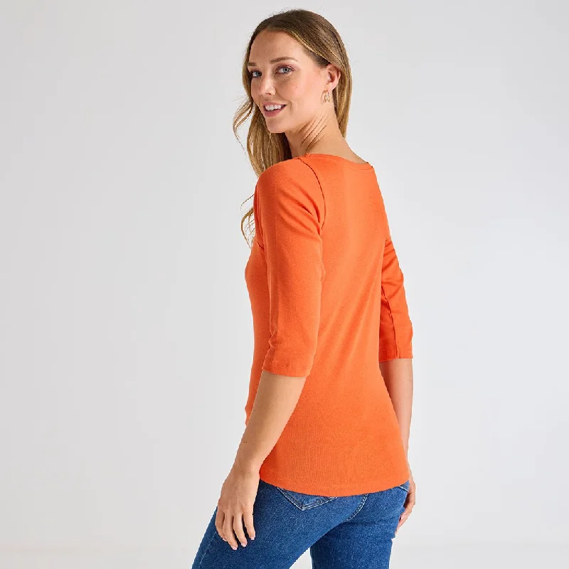 Ladies Orangeade 3/4 Sleeve Slash Neck Top