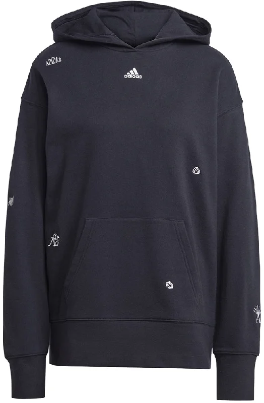 Adidas Womens BLUV Q1 Graphic Hooded Sweat Black White