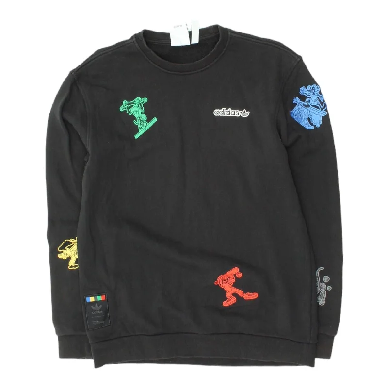 Adidas x Disney Mens Black Goofy Skate Surf Sweatshirt | Designer Jumper Sweater