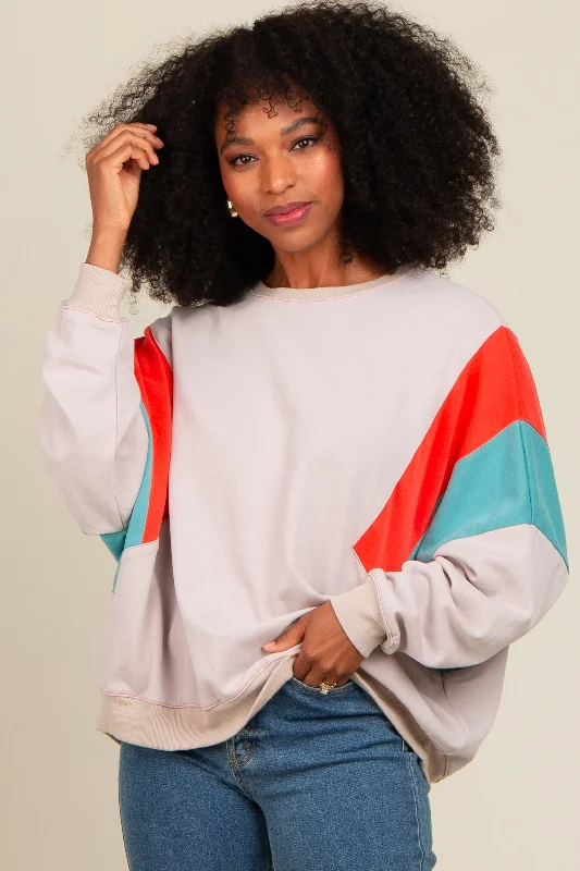 Grey Colorblock Dolman Sleeve Sweatshirt