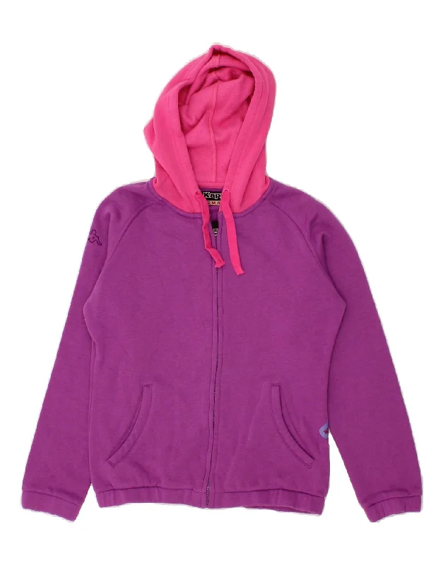 KAPPA Womens Graphic Zip Hoodie Sweater UK 10 Small Purple Colourblock