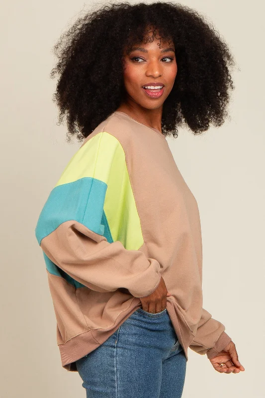 Mocha Colorblock Dolman Sleeve Sweatshirt