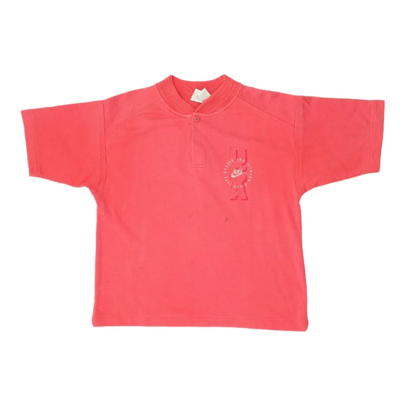 Nike USA Mens Pink Short Sleeve Henley Sweatshirt | Vintage 90s Sportswear