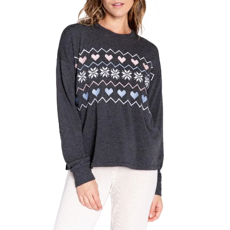 P.J. Salvage Womens Embroidered Crewneck Sweatshirt