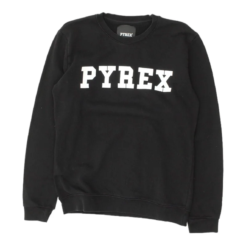 Pyrex Spell Out Logo Mens Black Sweatshirt | Designer Streetwear Jumper VTG