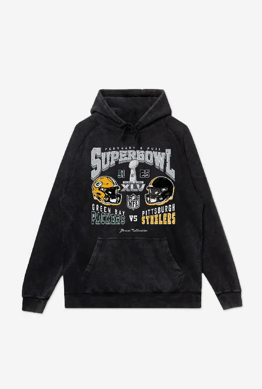 Super Bowl XLV: Green Bay Packers vs. Pittsburgh Steelers Stonewashed Hoodie - Black