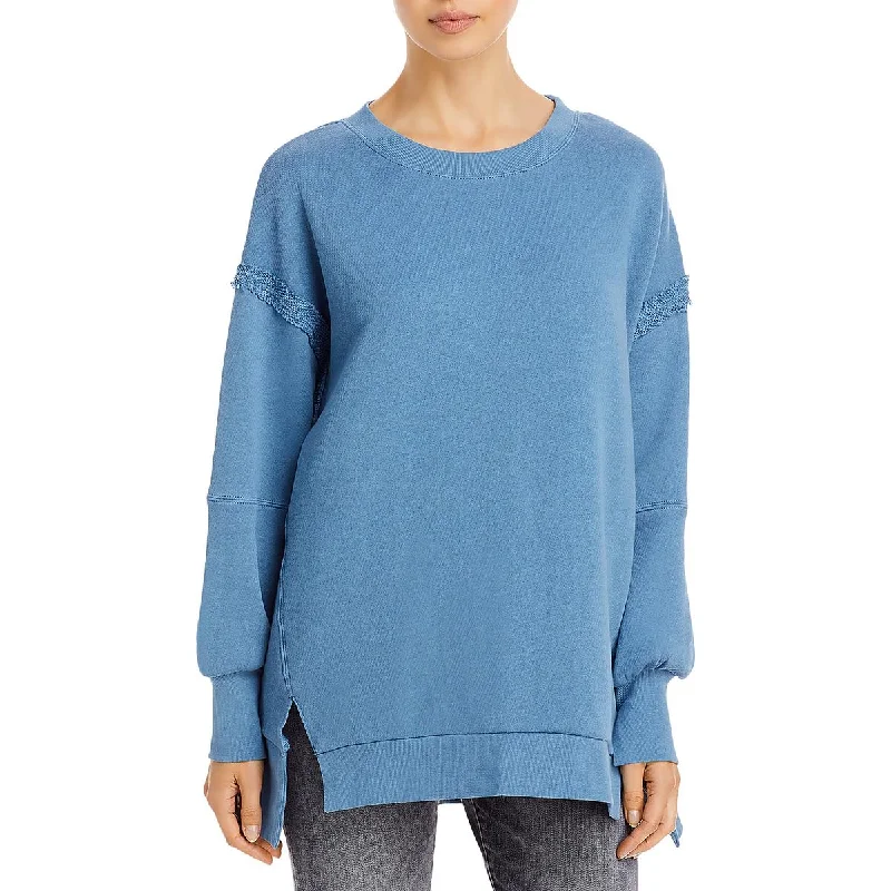 Three Dots Womens Terry Slouch Slit Sweatshirt