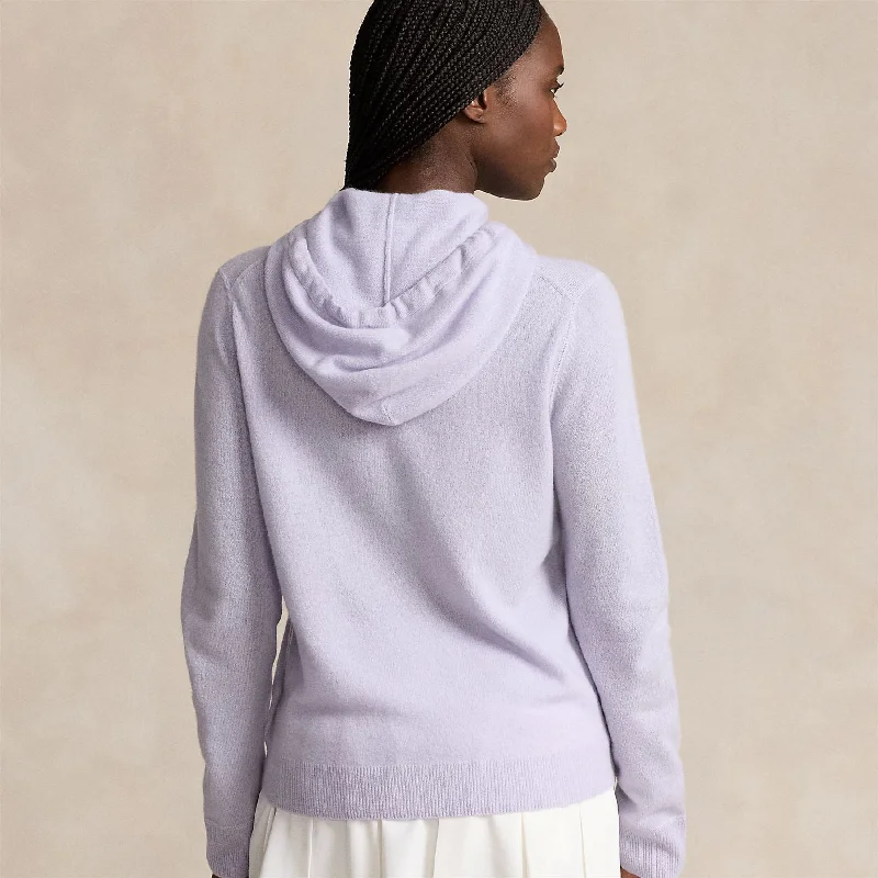 Womens Washable Cashmere Hoodie Flower Purple - SS24