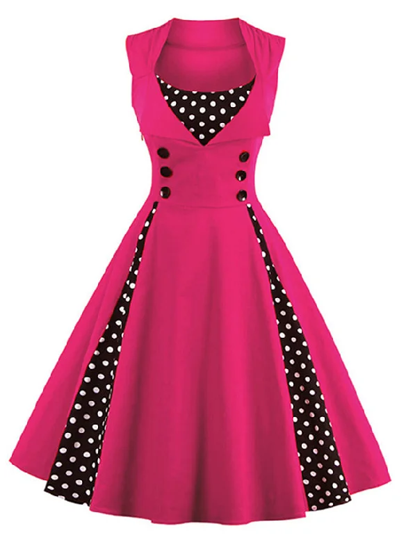 Vintage Polka Dot Print Sleeveless Casual Cocktail Party Dress Tunics Cozy soft