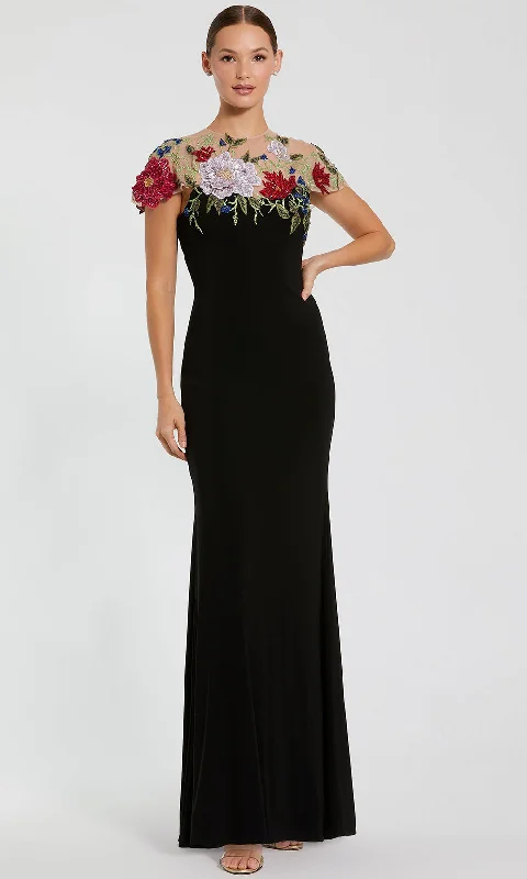 Mac Duggal 11817 - Floral Embellished Illusion Neck Evening Dress Tunics Summer linen