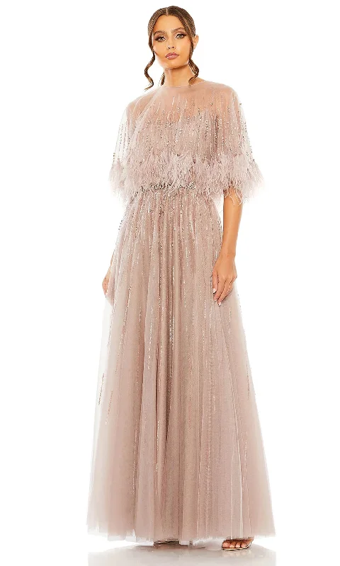 Mac Duggal 42098 - Feathered Cape Evening Dress Tunics Gym athletic