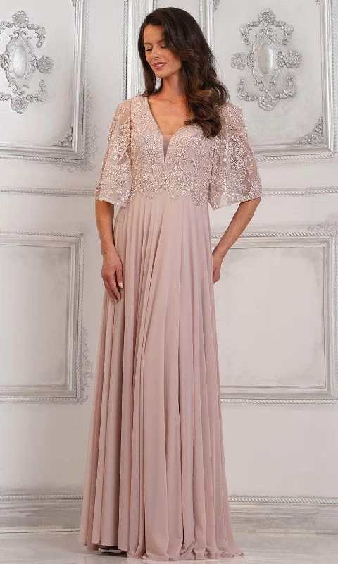 Marsoni by Colors MV1302 - Cape Detailed Evening Dress Tunics Vintage classic