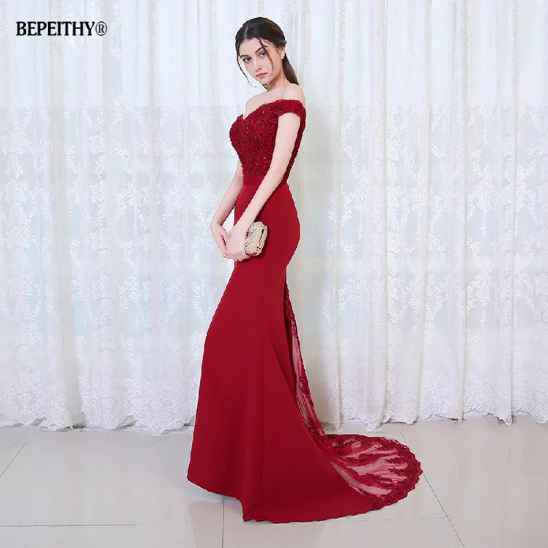 Mermaid Burgundry Long Evening Dress Party Tunics Fall fleece