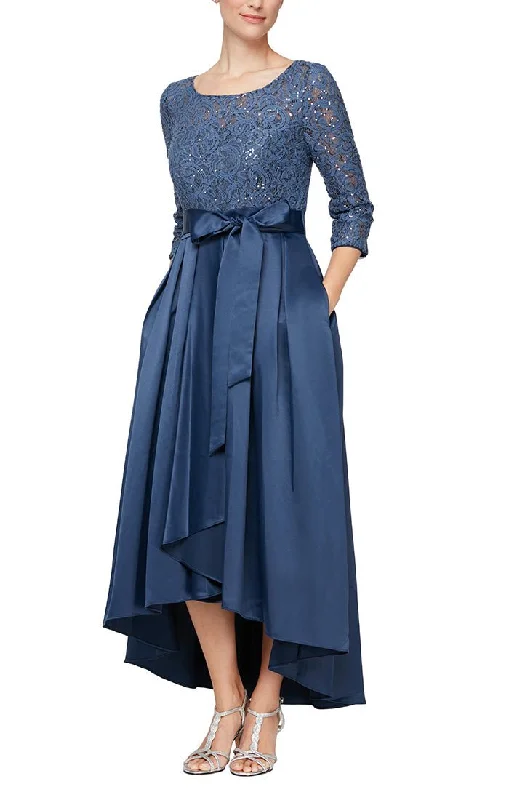 Sequin Lace Party Dress with Satin Skirt & Ribbon Belt Chiffon Maxi Beach