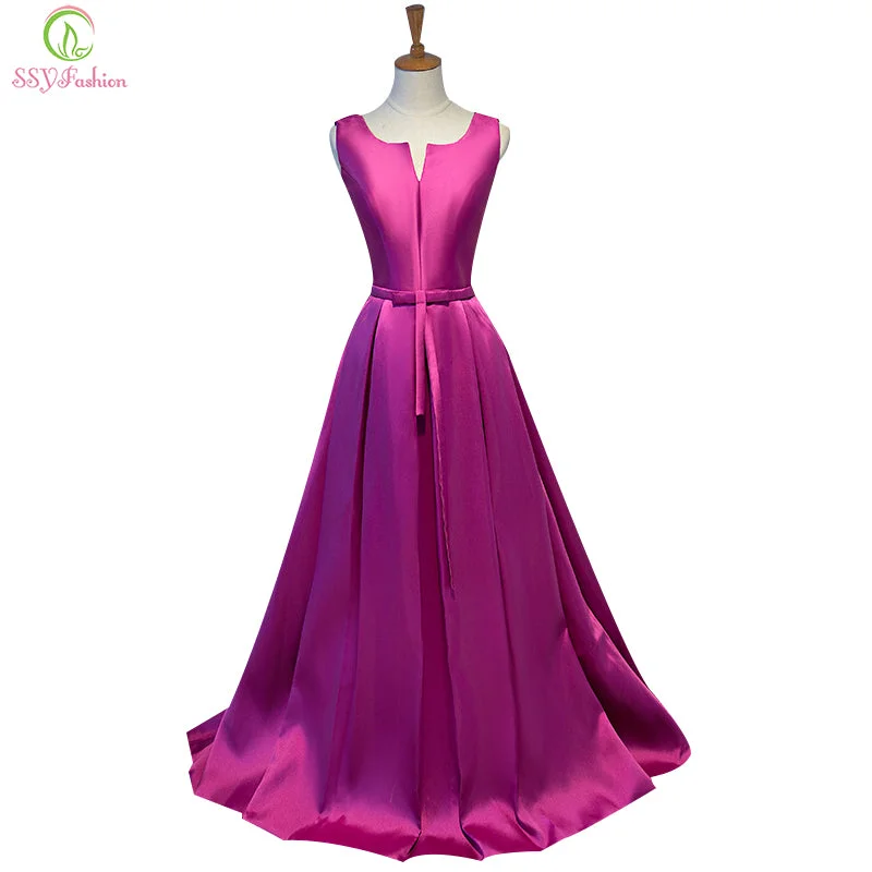 Simple Thick Satin Sleeveless Floor-length Long Evening Dress Tunics Denim casual