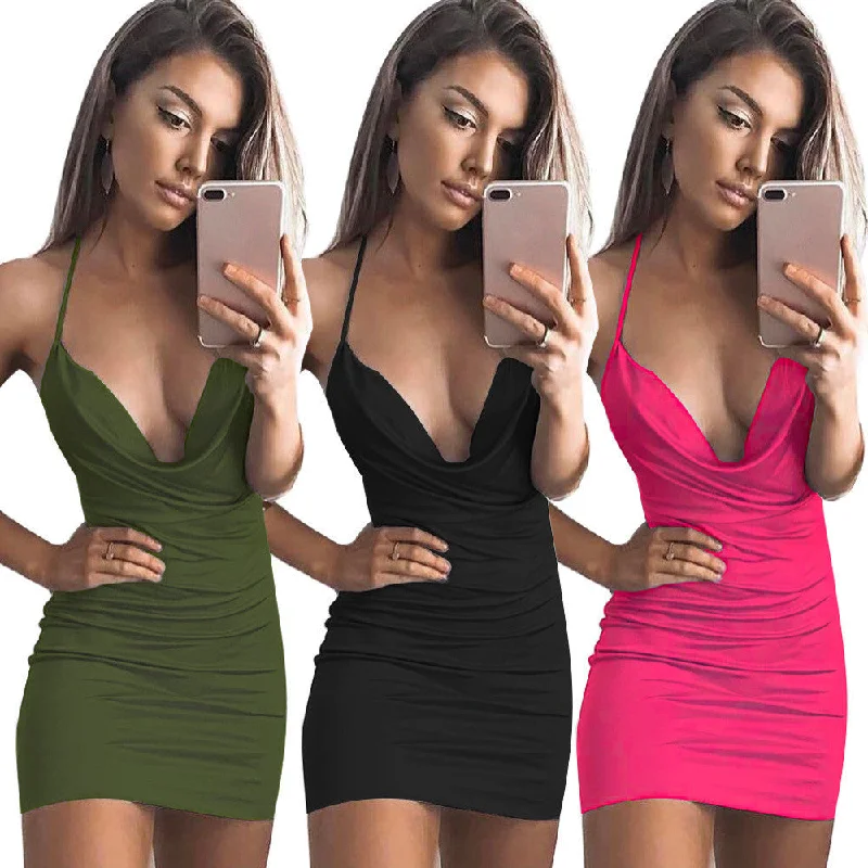 Women Sexy Sleeveless Sling Backless Dress Bandage Evening Party Dress Mermaid Tail Wedding