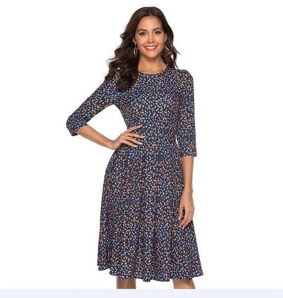 Women Vintage printing party Dress Tunics Spring floral