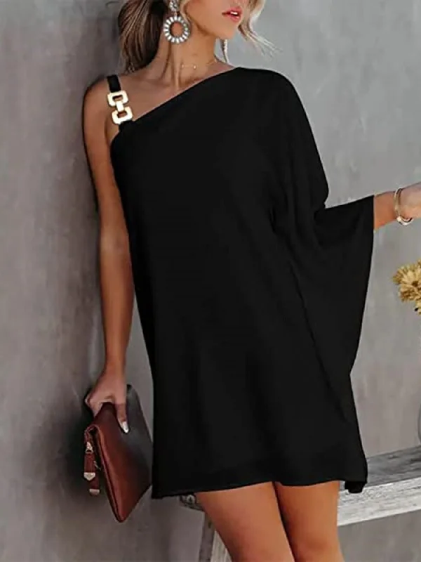 Women's Dresses Summer Batwing Long Sleeve Casual Cold Shoulder Evening Party Dresses Tunics Seasonal trendy