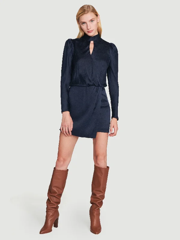 Silk Wrap Party Dress -- Navy Tunics Review highly