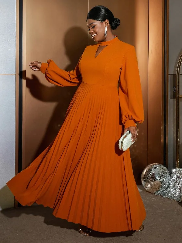 AOMEIDRESS Women Cut Out Long Evening Dresses Elegant Pleated Dress Tunics Stylish modern