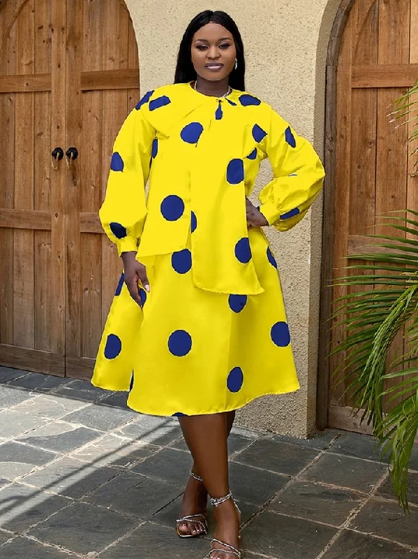 AOMEIDRESS Women Polka Dot Printed Loose Dress Plus Size Party Dresses Tunics Luxurious high-end
